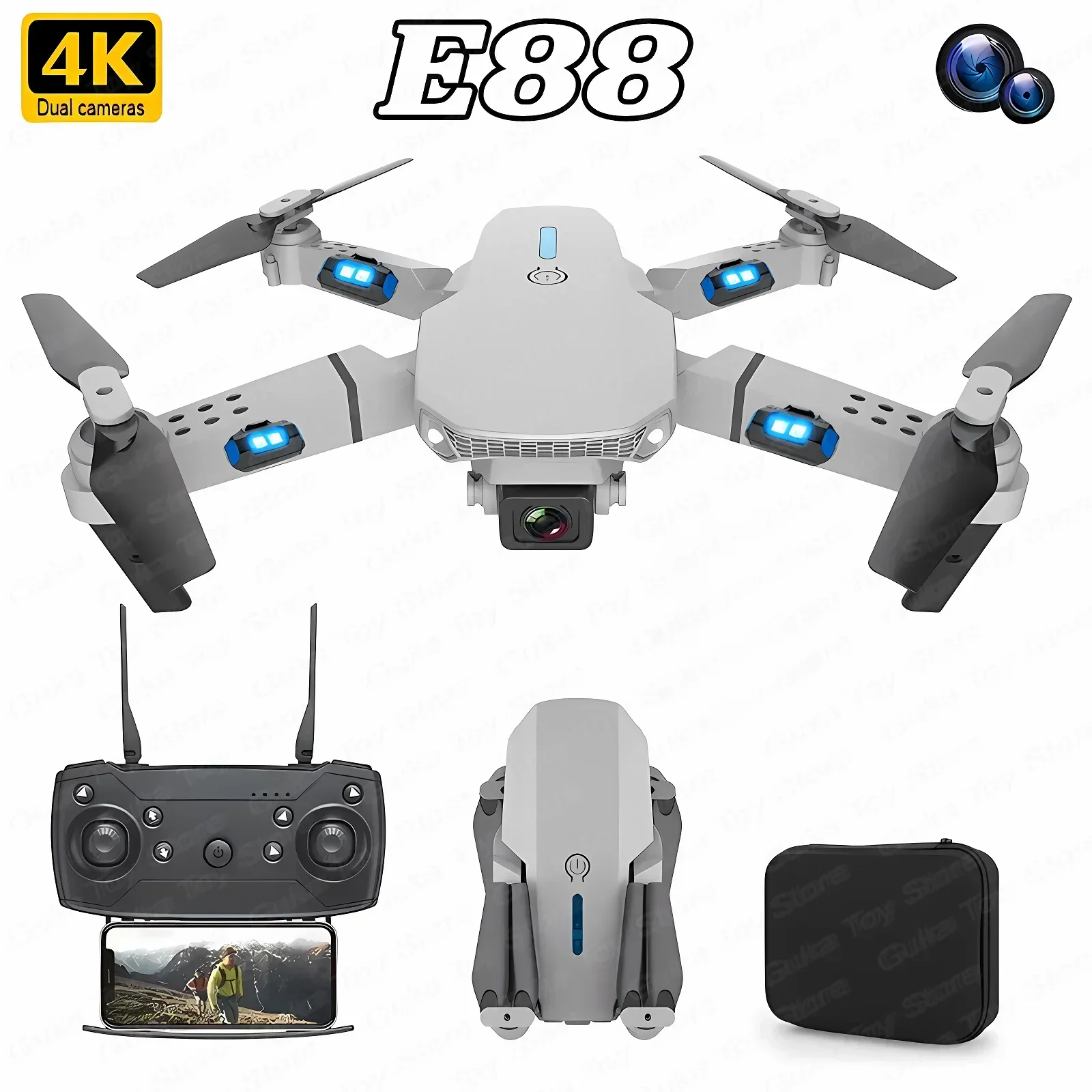 Drone Rc Helicopter With Camera - E88 Pro WIFI FPV Drone Wide